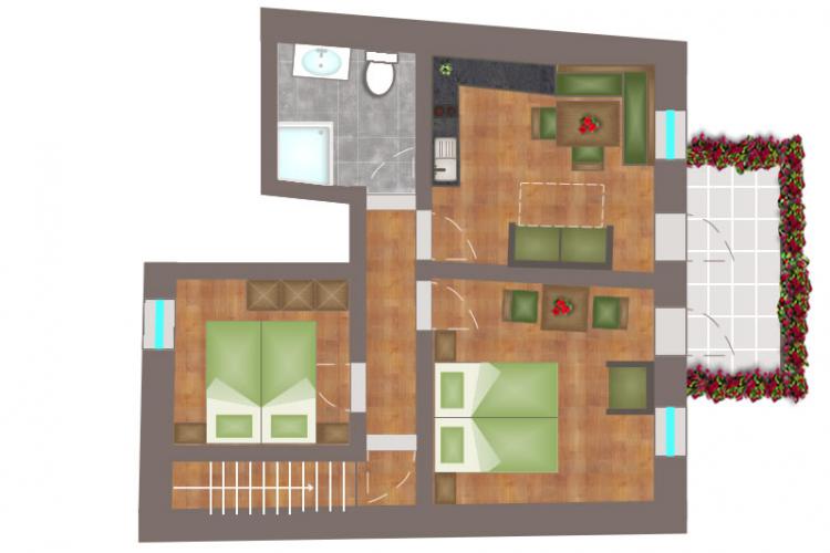 Wohnungsskizze - Dreizimmerwohnung Typ E