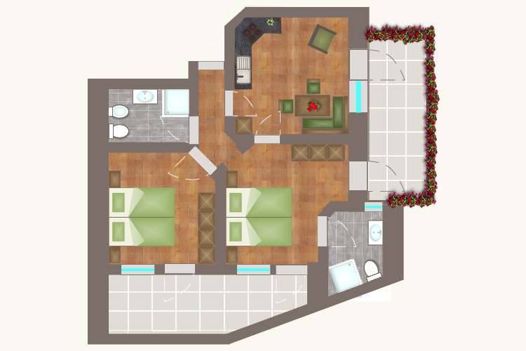 Wohnungsskizze - Dreizimmerwohnung Typ F